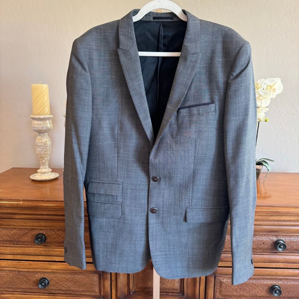 NWT The Kooples Grey Sunrise Super 100 Wool Blazer Jacket Size 50 EU 40R